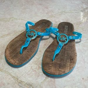 Michael Kors Y2k Baby Blue MK Flip Flop Sandals